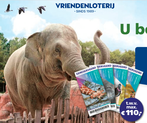 Gratis 4 Dierentuinkaartjes cadeau bij meespelen met Vriendenloterij