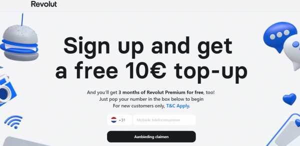 Gratis €10 cadeau bij Visa kaart van Revolut