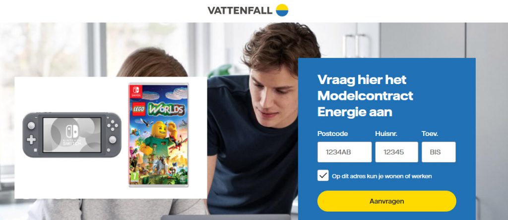 Gratis Nintendo Switch Lite Grijs met LEGO spel cadeau bij gas en groene stroom van Vattenfall