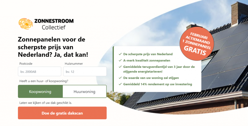 Gratis zonnepaneel + dakscan cadeau van Zonnestroom Collectief