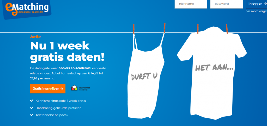 Gratis 1 week daten cadeau bij lidmaatschap van e-Matching