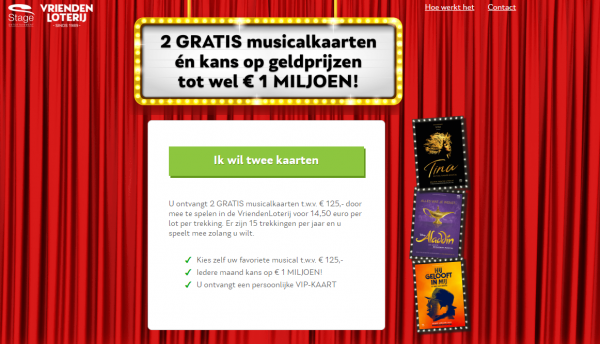 Gratis 2 Musicalkaarten Hij Gelooft in Mij cadeau bij meespelen van VriendenLoterij