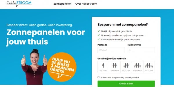 Gratis 3 maanden zonnepanelen cadeau van HalloStroom