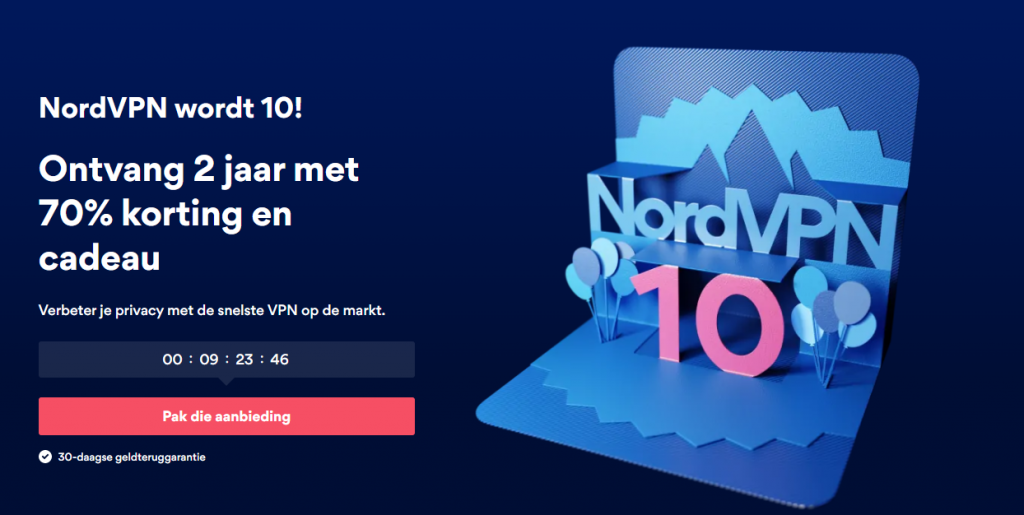 Gratis 70% korting + cadeau bij VPN van Nordvpn