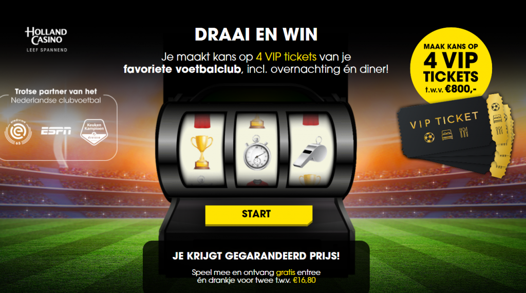 Gratis entree + gratis drankje voor 2 cadeau bij Draai en Win van Holland Casino