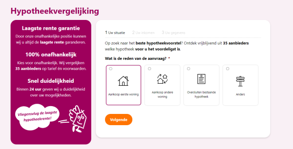 Gratis hypotheekvergelijking bij vergelijken van hypotheek-rentetarieven.nl