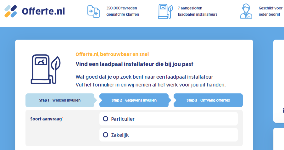 Gratis offerte van laadpaal aan huis van offerte.nl