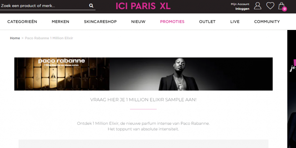 Gratis parfum sampler cadeau bij Paco Rabanne van ICI PARIS XL