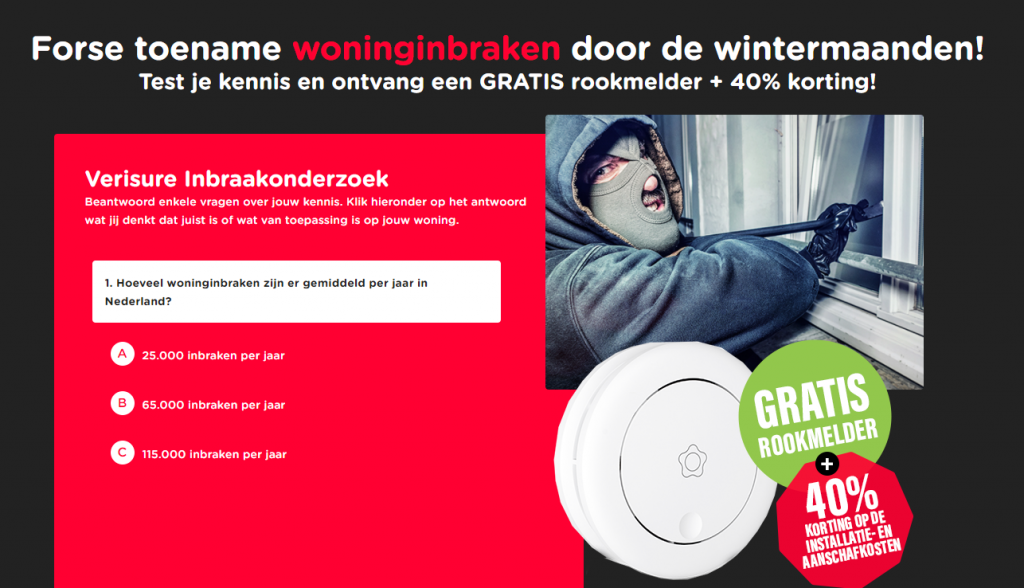 Gratis rookmelder en 40% korting cadeau bij inbraakonderzoek van Verisure