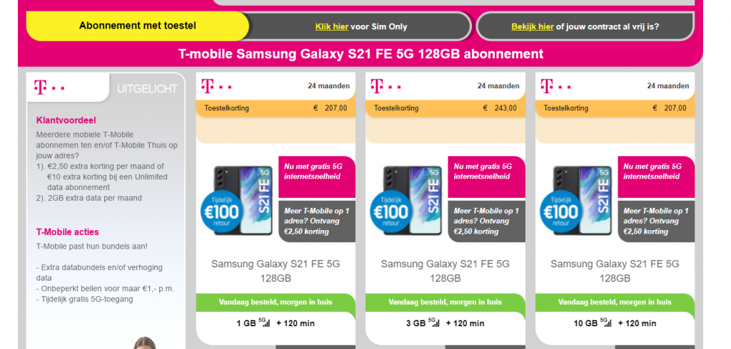 Gratis €100 cashback cadeau bij Samsung Galaxy S21 van GSMweb