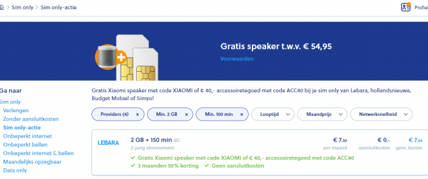 Gratis speaker cadeau bij sim-only abonnement van Mobiel.nl