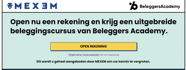 Gratis beleggingscursus Beleggers Academy cadeau bij rekening van Mexem