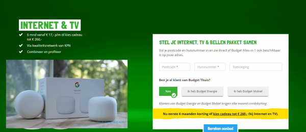 Gratis Google Nest Wifi cadeau bij Internet & TV van Budget Thuis