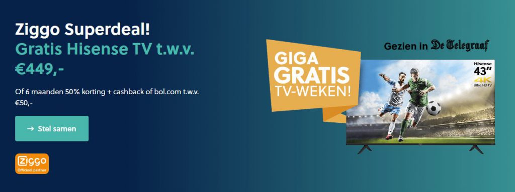 Gratis Hisense TV cadeau bij internet en TV van Ziggo