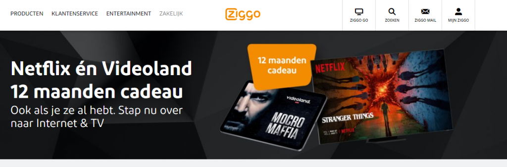 Gratis Netflix én Videoland cadeau bij Internet & TV van Ziggo