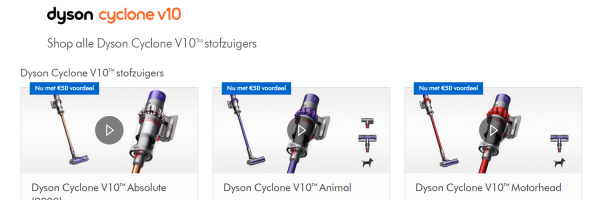 Gratis €50 voordeel cadeau bij stofzuigers van Dyson