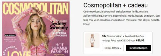 Gratis Rosefield the Oval horloge cadeau bij proefabonnement van Cosmopolitan