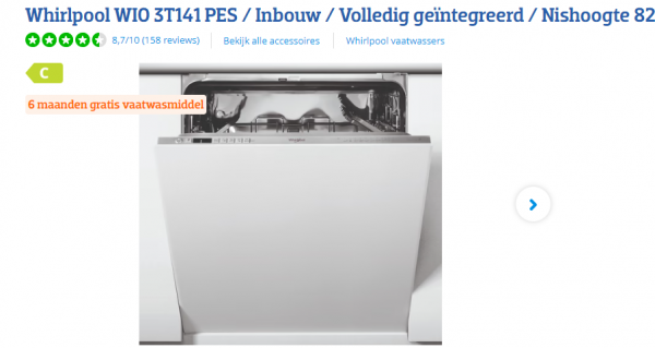 Gratis 6 maanden vaatwasmiddel cadeau bij Whirlpool vaatwasser van Coolblue