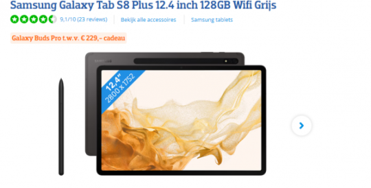 Gratis Galaxy Buds Pro cadeau bij Samsung Galaxy Tab S8 Plus van Coolblue