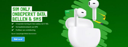 Gratis OPPO Enco Air cadeau bij Sim only abonnement van Budget Mobiel