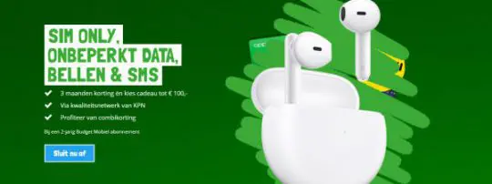 Gratis OPPO Enco Air cadeau bij Sim only abonnement van Budget Mobiel