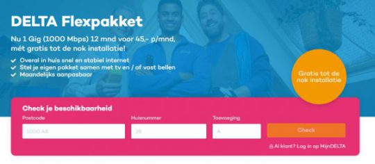 Gratis tot de nok installatie cadeau bij glasvezel van DELTA Flexpakket