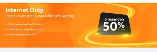 6 maanden lang 50% korting cadeau bij Internet Only van Ziggo