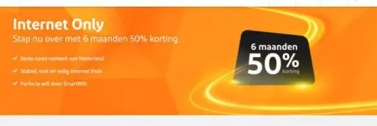 6 maanden lang 50% korting cadeau bij Internet Only van Ziggo