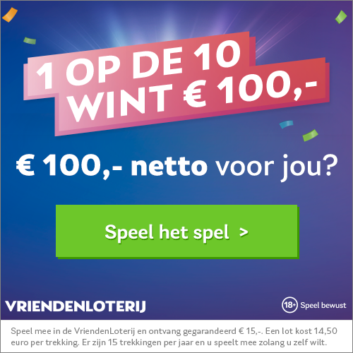 Gratis 15 euro cadeau en kans op 100 euro bij Vriendenloterij