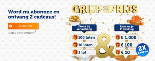 Gratis 2 cadeaus bij automatisch meespelen van Staatsloterij