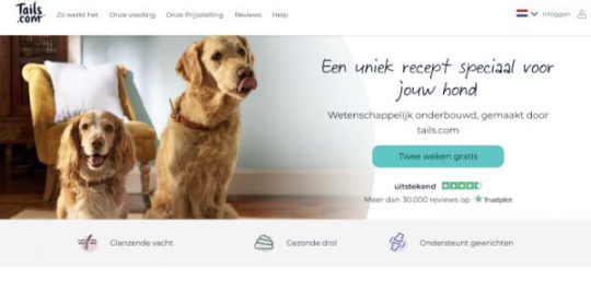 gratis twee weken hondenbrokken cadeau welkomstcadeau tails