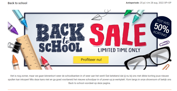 Korting tot 50% cadeau bij Back to School van Yorcom