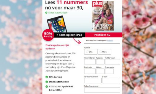 50% korting + kans op iPad cadeau bij abonnement op PLUS Magazine