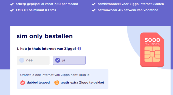 Gratis dubbel tegoed cadeau bij Ziggo klanten van Hollandsnieuwe