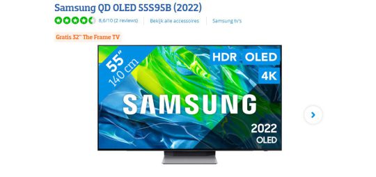 Gratis 32" The Frame TV cadeau bij Samsung QD OLED van Coolblue