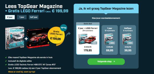 Gratis LEGO Technic Ferrari cadeau bij abonnement van TopGear