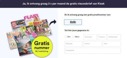 Gratis Libelle magazine cadeau bij inschrijven nieuwsbrief van Kiosk