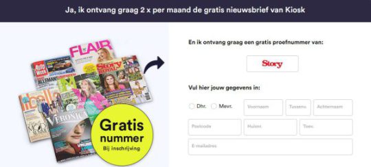 Gratis Story magazine cadeau bij inschrijven nieuwsbrief van Kiosk