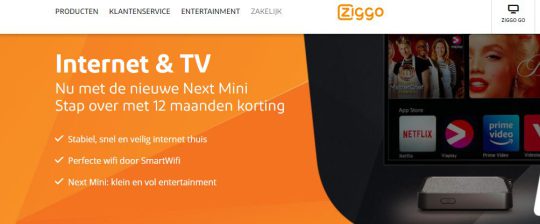 12 maanden 50% korting cadeau bij Internet en Tv van Ziggo