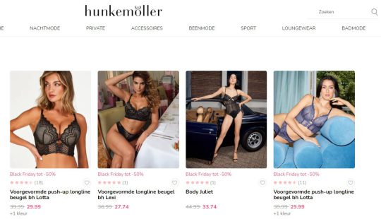 50% korting cadeau op de gehele collectie van Hunkemöller