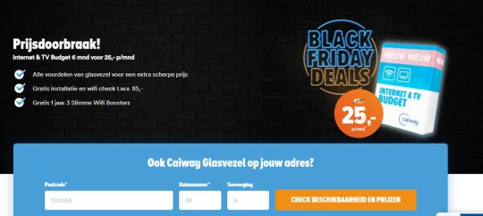 Glasvezel voor slechts €25 actie bij Caiway Black Friday