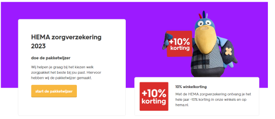 Gratis 1 jaar lang 10% extra korting bij HEMA cadeau bij de HEMA Zorgverzekering