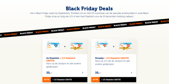 Gratis Staatslot cadeau bij Black Friday week van de Staatsloterij