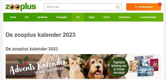 Gratis Zooplus dierenkalender cadeau bij bestelling van minimaal €49 van Zooplus