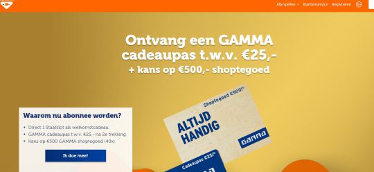 Gratis €25 Gamma cadeaupas cadeau bij mee spelen van Staatsloterij