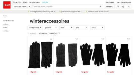 1+1 gratis cadeau bij winteraccessoires van Hema