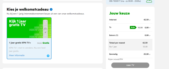 1 jaar gratis KPN TV+ cadeau bij internet en tv van KPN
