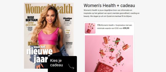 Gratis surprisebox twv €330 cadeau bij abonnement Women's Health