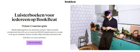 2 maanden gratis cadeau bij luisterboeken van BookBeat