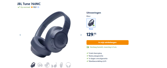 Gratis JBL Tune 760NC headset cadeau bij sim only abonnement van Mobiel.nl